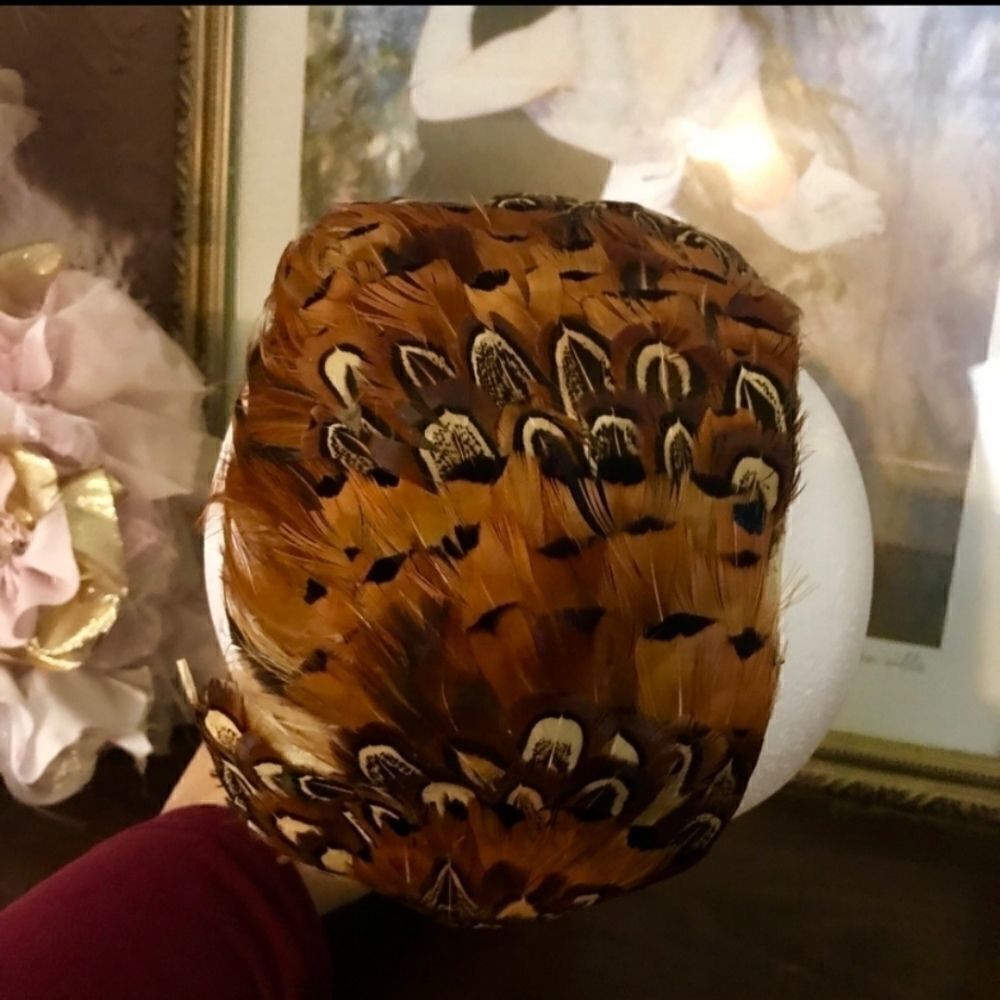 VINTAGE 1960'S PHEASANT FEATHER HEAD BAND - Picture 7 of 7